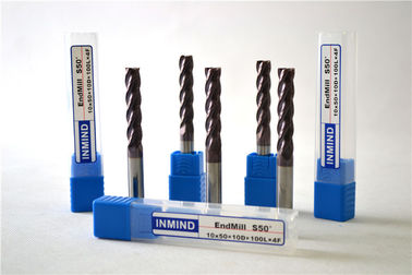 Mirco Solid Carbide Lapangan End Mill HRC50 Panjang Flute dengan TiAlN Dilapisi untuk CNC Milling