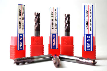 Kustom tungsten Carbide Lapangan End Mill 4 Flute / Slot End Mill Cutter 0.5um - 0.6um