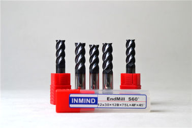 Tungsten Carbide Lapangan End Mill Standard Dengan 45 ° Helix Angle For Speed ​​Cutting Tinggi