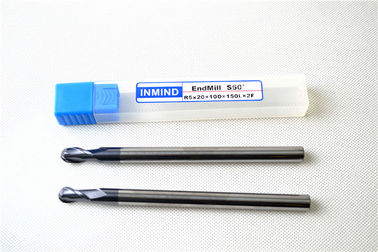 Spiral TiAlN Dilapisi Bola Hidung End Mills, Long Flute End Mills Untuk Cutting Aluminium