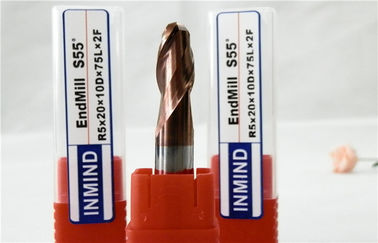 Micro Bola Hidung Solid Carbide End Mill Standard Penggilingan Ultra-halus Grain Size Cutter HRC55