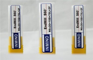 2 Flute CNC Bola Hidung End Mill Dengan Solid Carbide Rod Untuk Baja / Stainless Steel