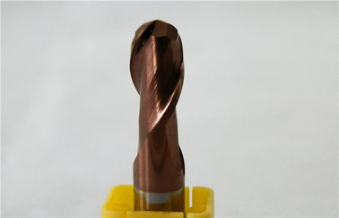 2 Flute CNC Bola Hidung End Mill Dengan Solid Carbide Rod Untuk Baja / Stainless Steel