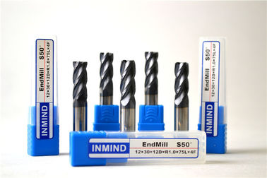 Kustom Radius End Mills TiAlN Dilapisi Cutters Untuk Aluminium, Bola Hidung End Mills