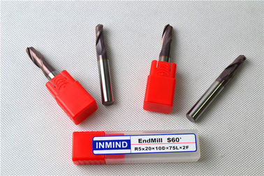 TiAlN dilapisi Bola Micro End Mills Solid Carbide Cutting Tool dengan kecepatan tinggi