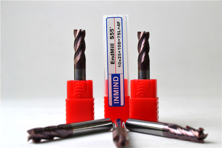 Kustom tungsten Carbide Lapangan End Mill 4 Flute / Slot End Mill Cutter 0.5um - 0.6um