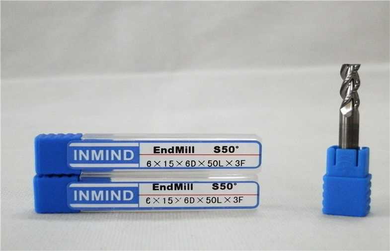 Spiral TiAlN Dilapisi Bola Hidung End Mills, Long Flute End Mills Untuk Cutting Aluminium