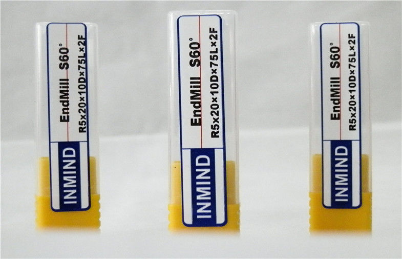 2 Flute CNC Bola Hidung End Mill Dengan Solid Carbide Rod Untuk Baja / Stainless Steel