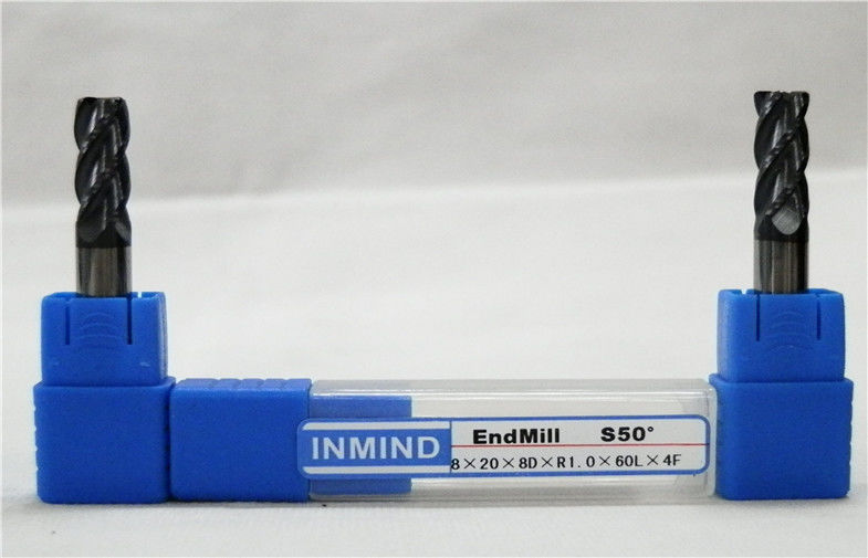 TiAlN Dilapisi Pojok Radius Banteng Hidung End Mill Cutter, Standard Panjang, Pojok Radius