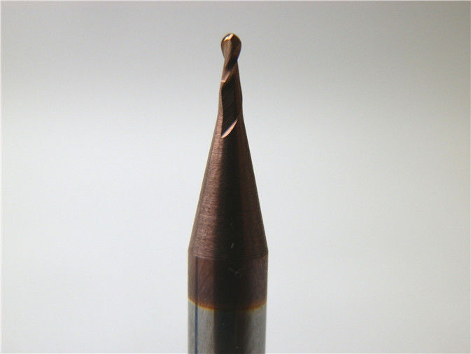 Kecepatan tinggi 2 Flute Bola Hidung Micro End Mills HRC55 Cutter 0.5-0.6um